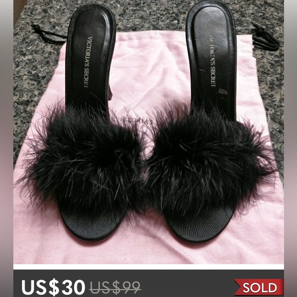 REDUCED! Victoria’s Secret satin/ostrich slippers - Picture 14 of 14